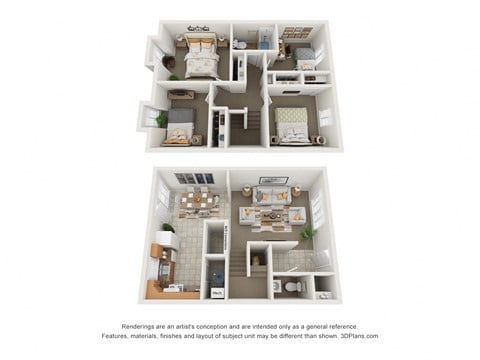 Floor plan for 4 beds, 1.5 baths, 1200 sqft